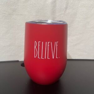 Rae Dunn Believe Red Insulted Wine Tumbler 12 oz